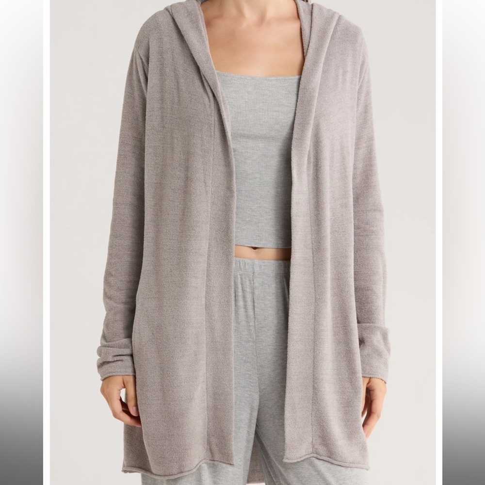 Barefoot Dreams Soft Gray Women's hooded cardigan